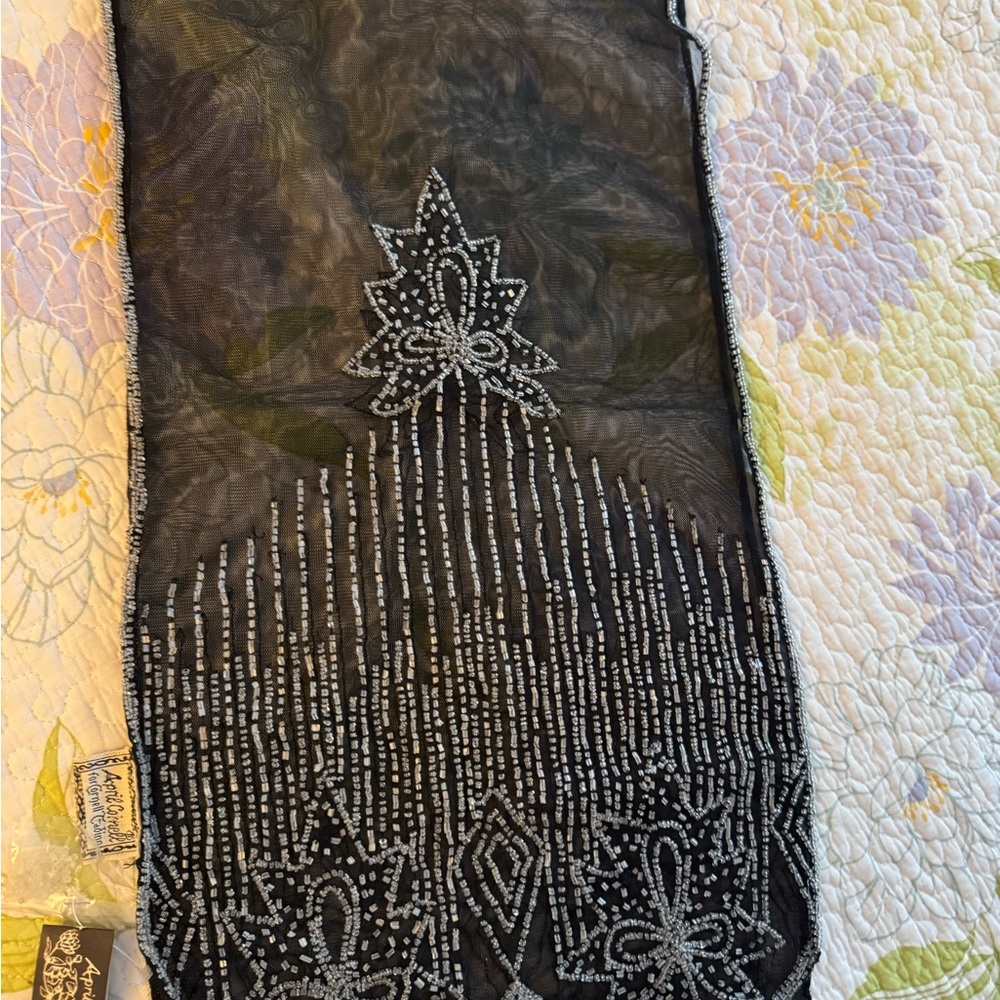 Black Beaded Scarf by April Cornell